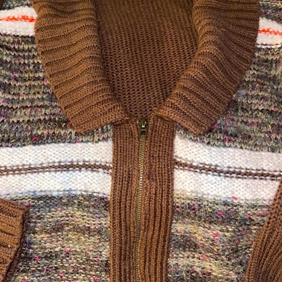NWOT- BKE 1/2 Zip Cardigan Brown Sz Small Shawl Collar Long Sleeve - Picture 2 of 5